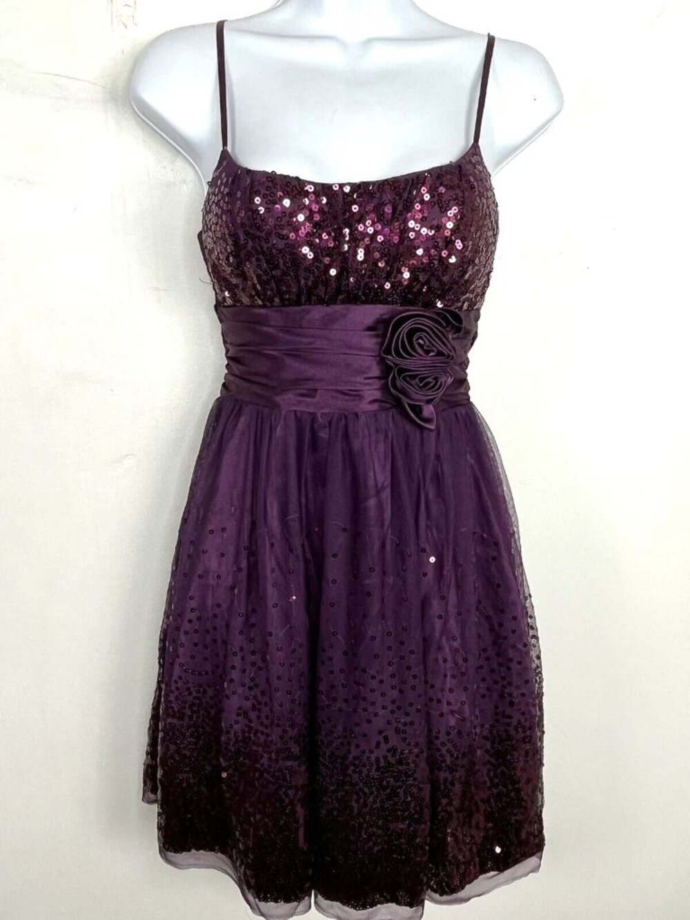 B. Darlin Dress Sz 3 / 4 Purple Sequins Prom Y2K Formal Millennial Dance